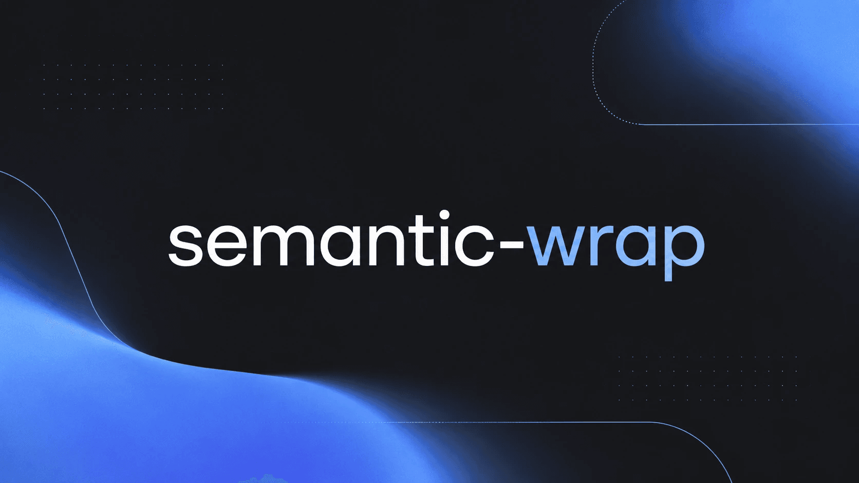 검은 배경과 파란 그라데이션 위에 semantic-wrap 글자가 표시된 로고